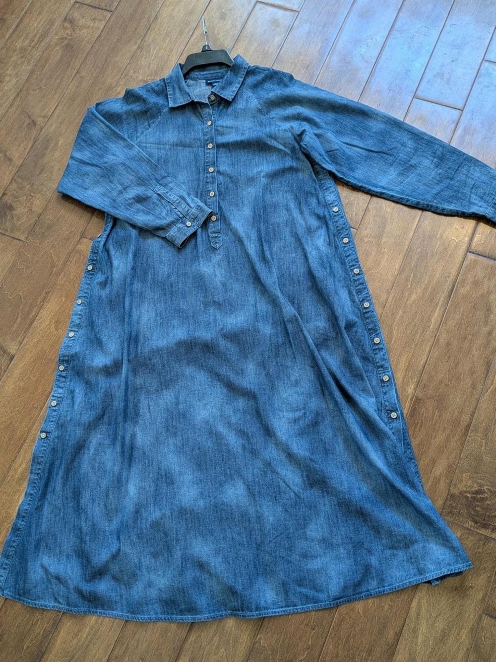 Purejill Denim Button-Front Long Sleeve Dress - Blue